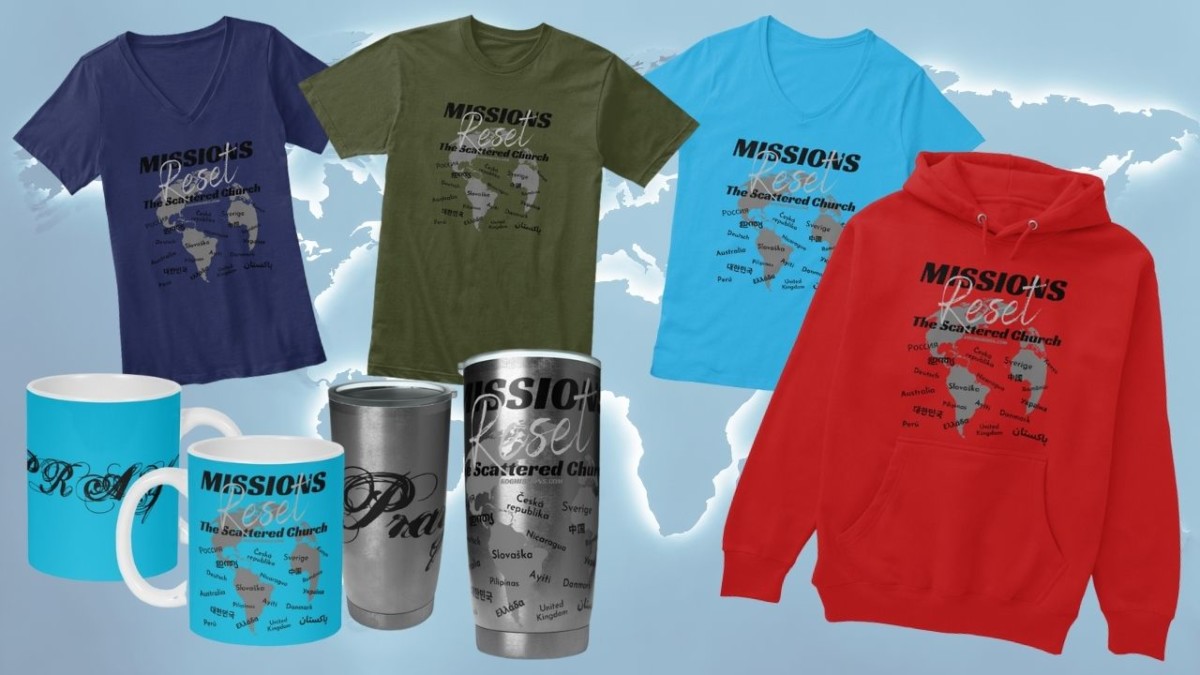 Missions merchandise shirts and mugs